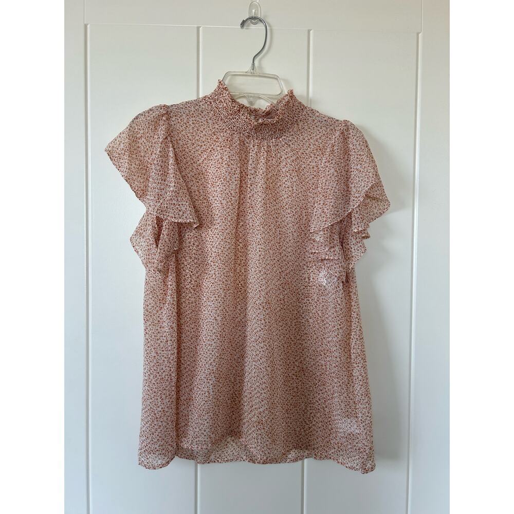 Hayden Los Angeles FloralbSmock Neck Blouse Size L